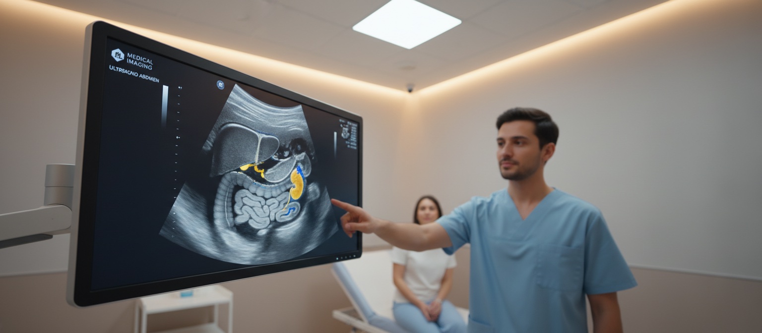 Doctor explaining an ultrasound scan to a patient